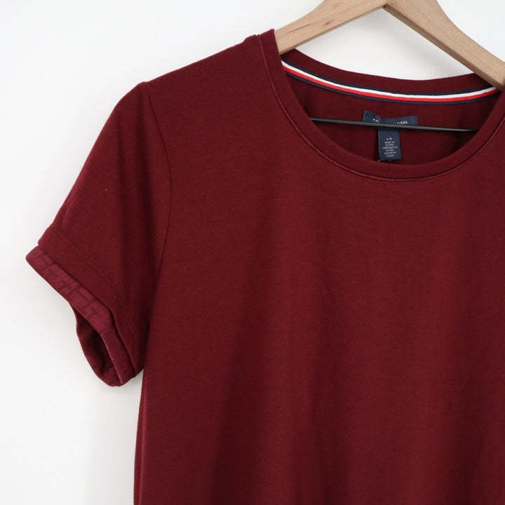 Tommy Hilfiger Sleep T Shirt Womens Large Deep Rouge Side Slits Casual Wear
