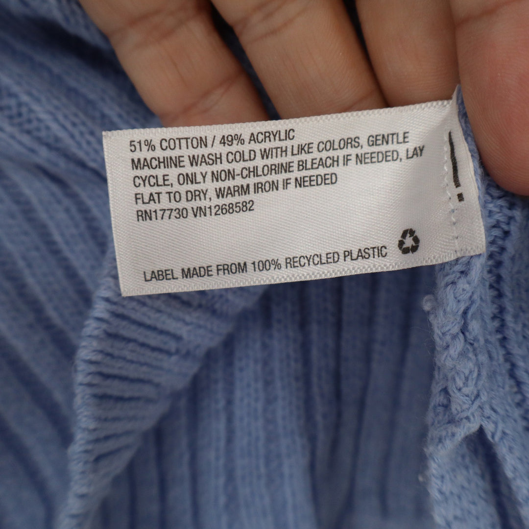 Wild Fable Womens Ribbed V-Neck Sweater Periwinkle Blue Long Sleeve Cropped