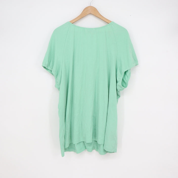 Karen Scott Woman Mint Green Lace Trim Button Front Knit Top Plus Size 3X