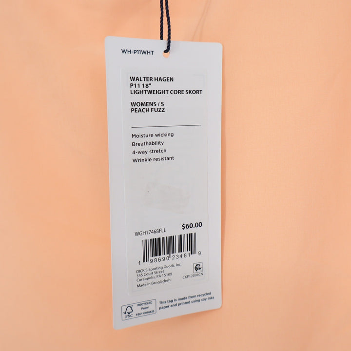 Walter Hagen P11 18" Lightweight Core Skort Peach Fuzz Orange Womens S NEW