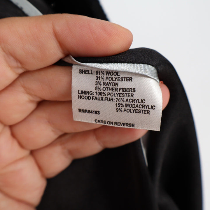 Calvin Klein Womens Black Wool Blend Belted Trench Coat Zip Front Size M