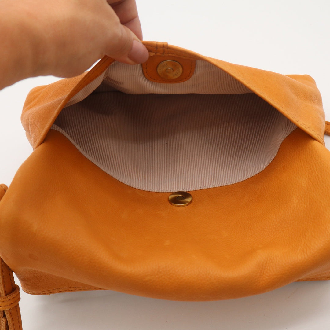 Margot New York Mustard Yellow Leather Foldover Crossbody Bag Gold Hardware