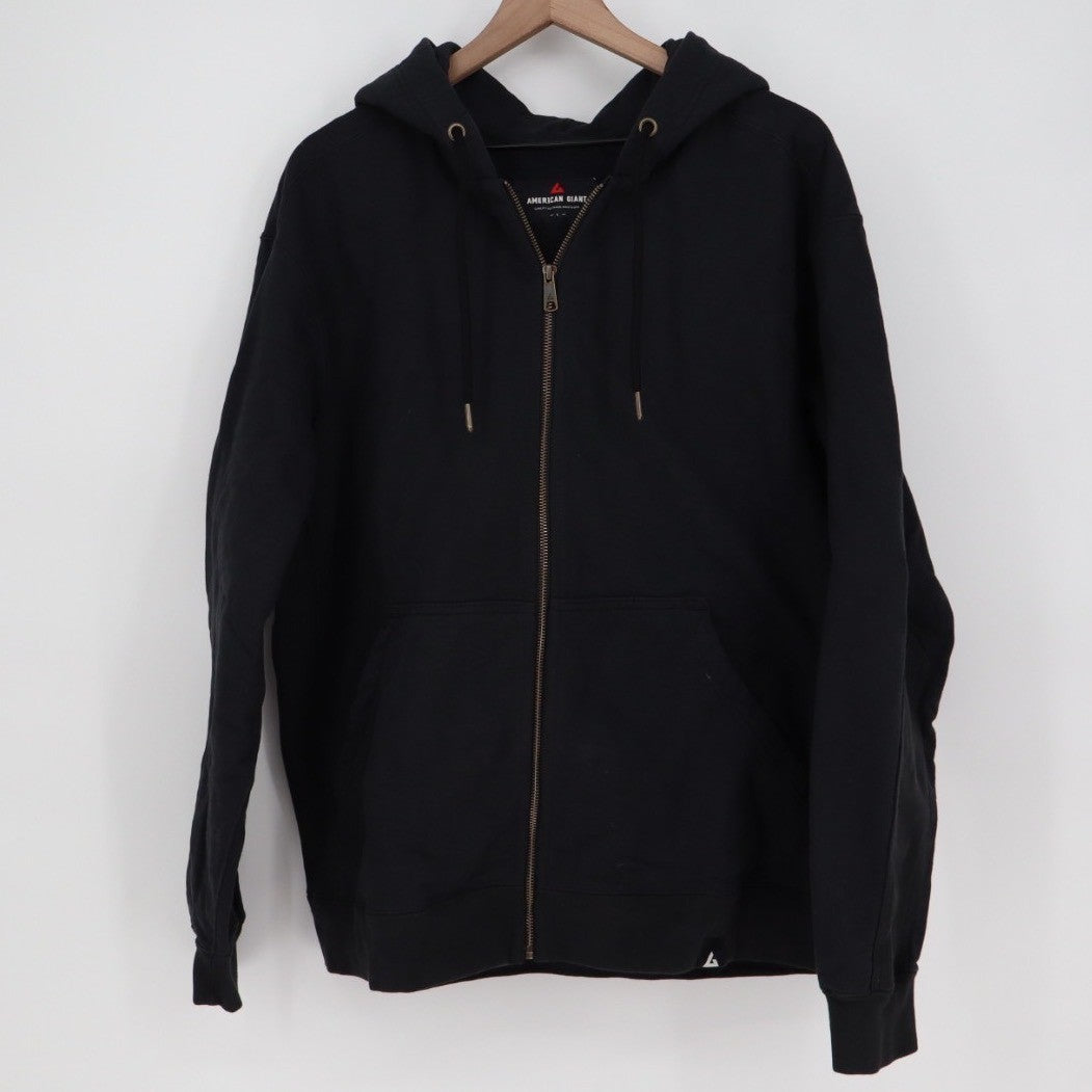 American Giant Black Full Zip Hoodie Sweatshirt Made in USA Size L