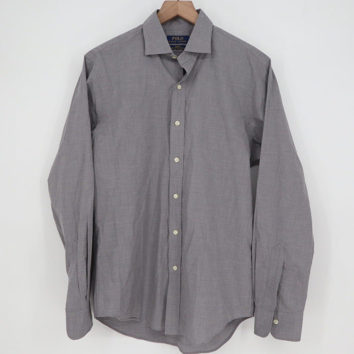 Polo Ralph Lauren Mens Slim Fit Button Down Shirt Gray 100 Cotton Stretch Size M