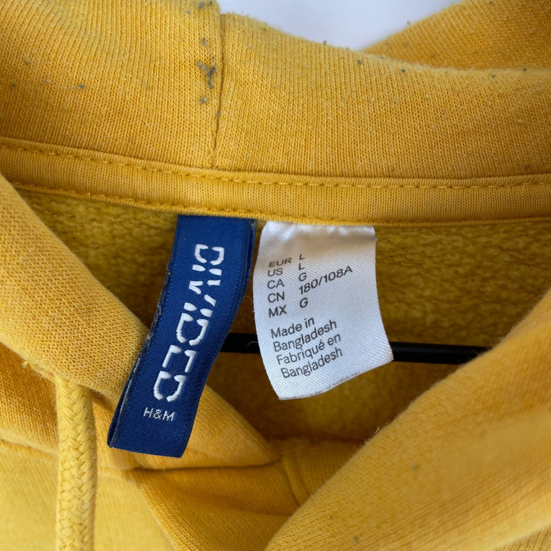 Divided H&M Yellow Tiger Floral Graphic Hoodie Sweatshirt Size L