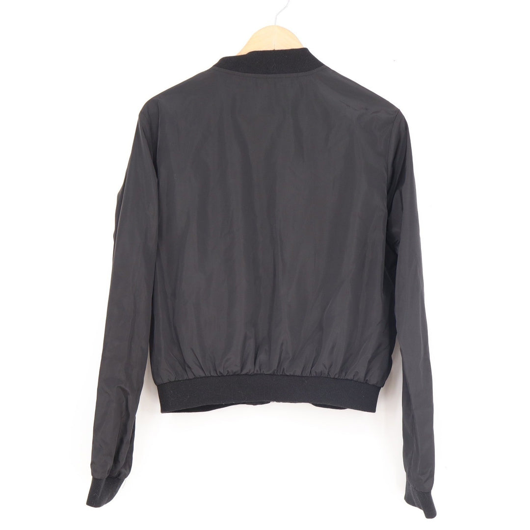 Shein Womens XL Black Full Zip Bomber Jacket Utility Chest Pockets