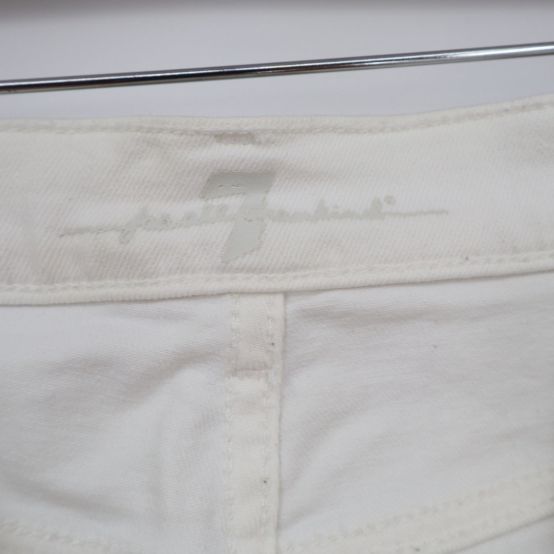 7 For All Mankind Womens White Denim Cut Off Shorts Frayed Hem Size 32