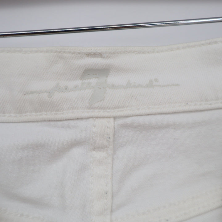 7 For All Mankind Womens White Denim Cut Off Shorts Frayed Hem Size 32