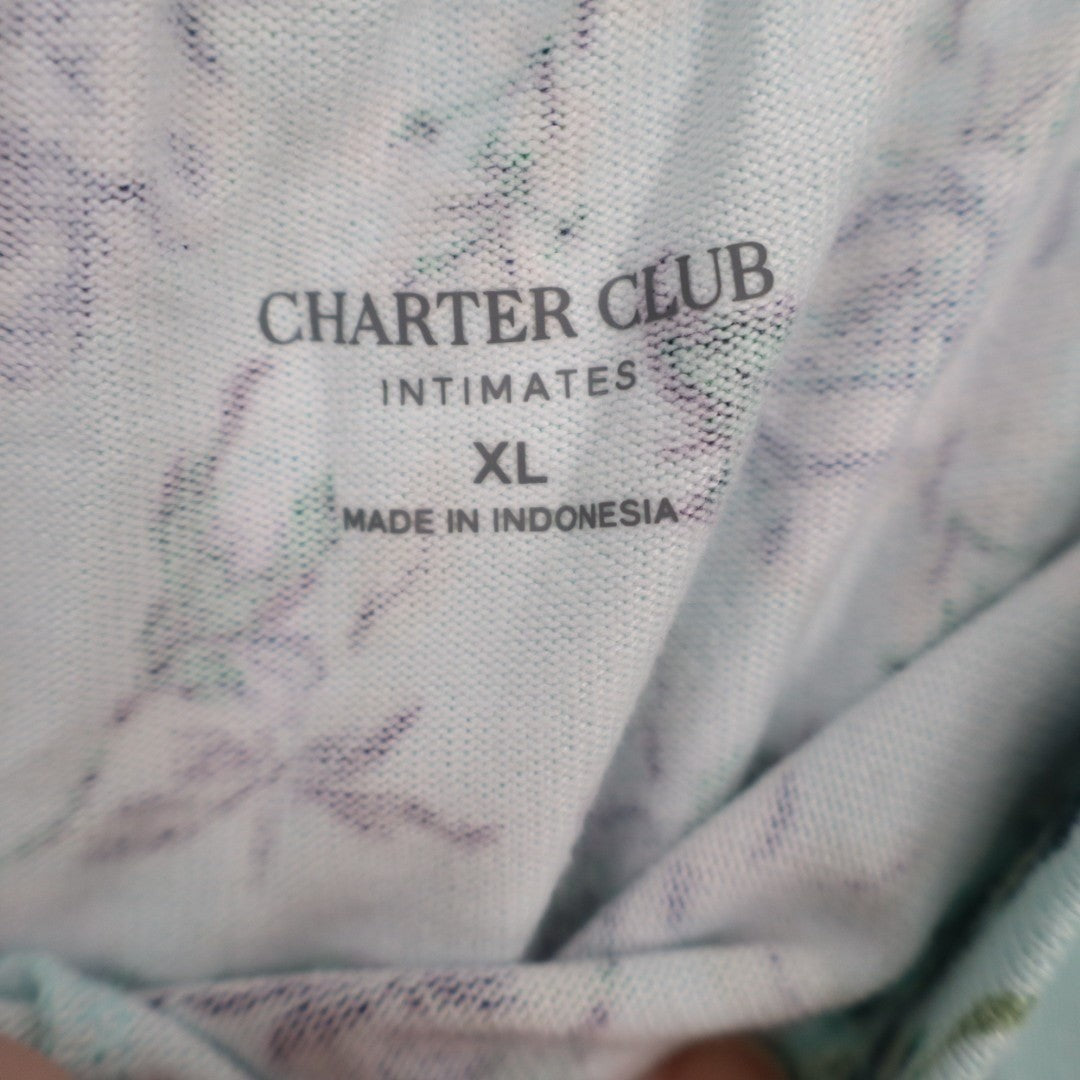 Charter Club Intimates 2-PC Pajamas Set Womens XL Blue Floral Stretch Straight