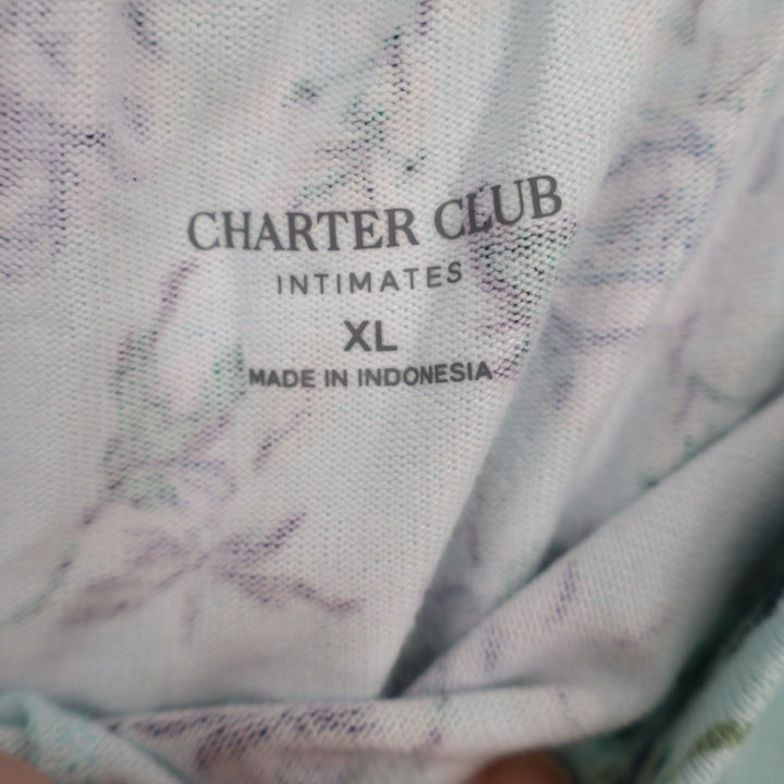 Charter Club Intimates 2-PC Pajamas Set Womens XL Blue Floral Stretch Straight