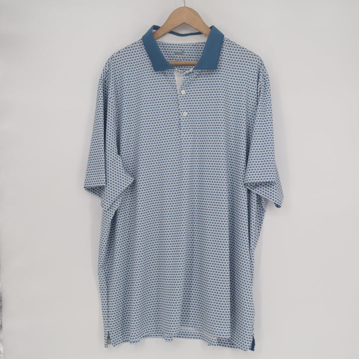 Puma Forever Better Polo Shirt Mens 2XL Blue Printed Stretch Golf Performance