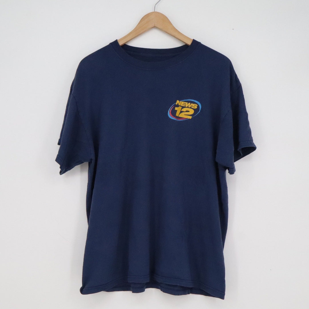 News 12 Logo Navy Blue Short Sleeve T-Shirt Mens Small Media Promo Tee