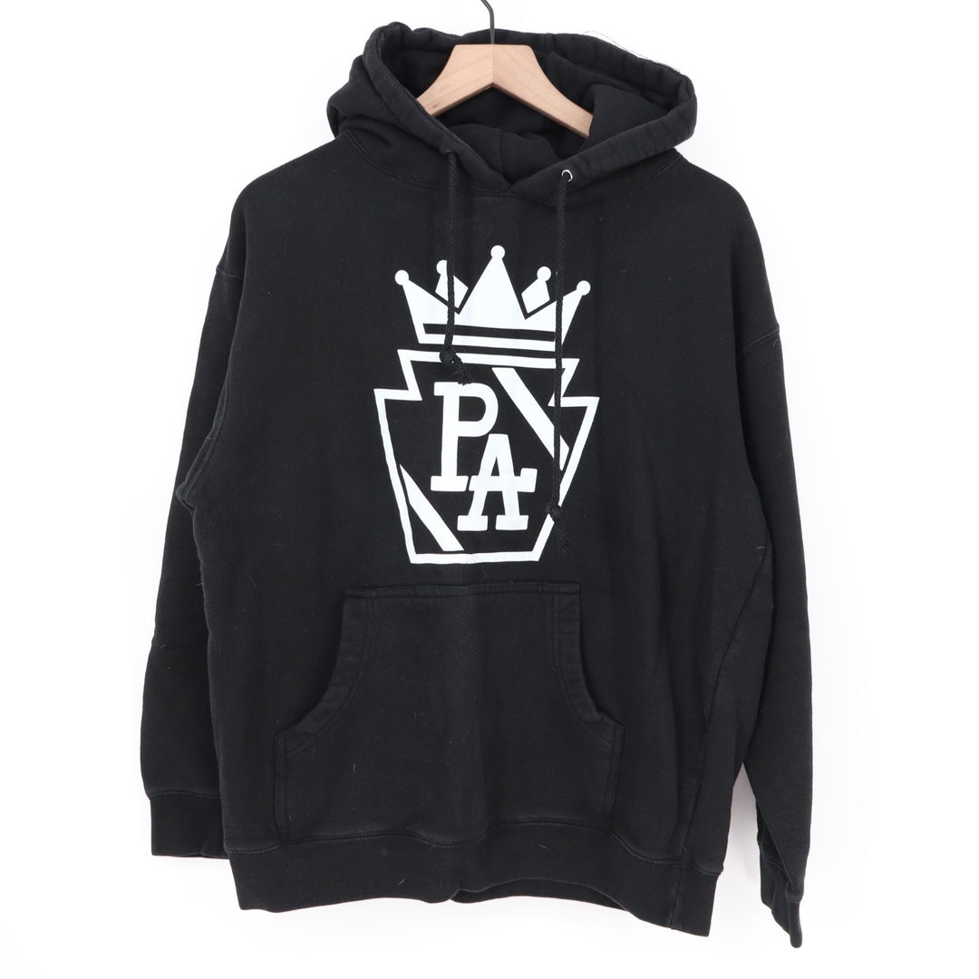 Hoodie Womens Medium Black Cotton PA Crown Graphic Fleece Lined Kangaroo Pocket