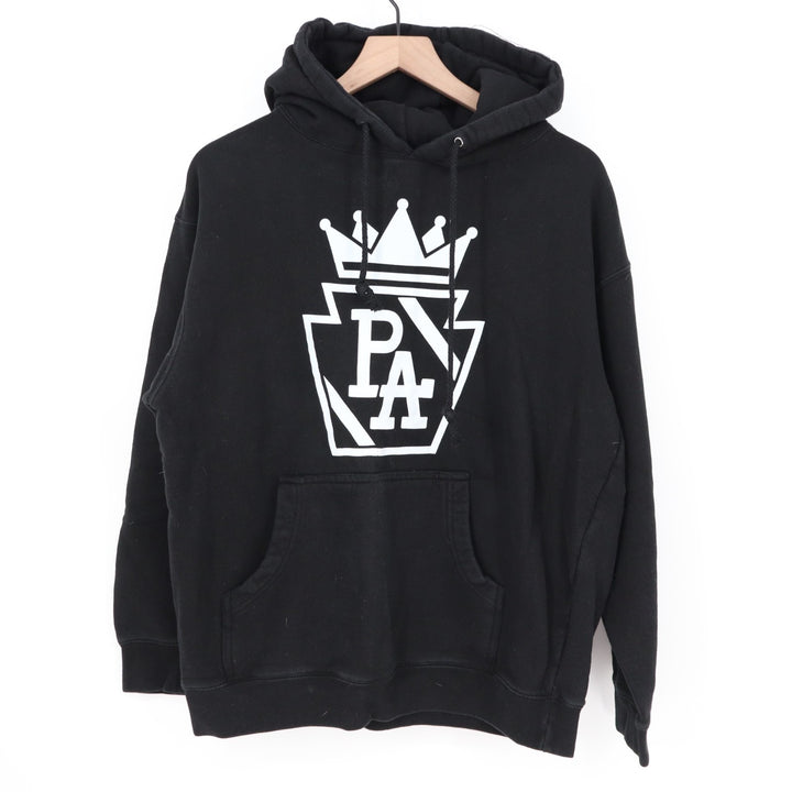 Hoodie Womens Medium Black Cotton PA Crown Graphic Fleece Lined Kangaroo Pocket
