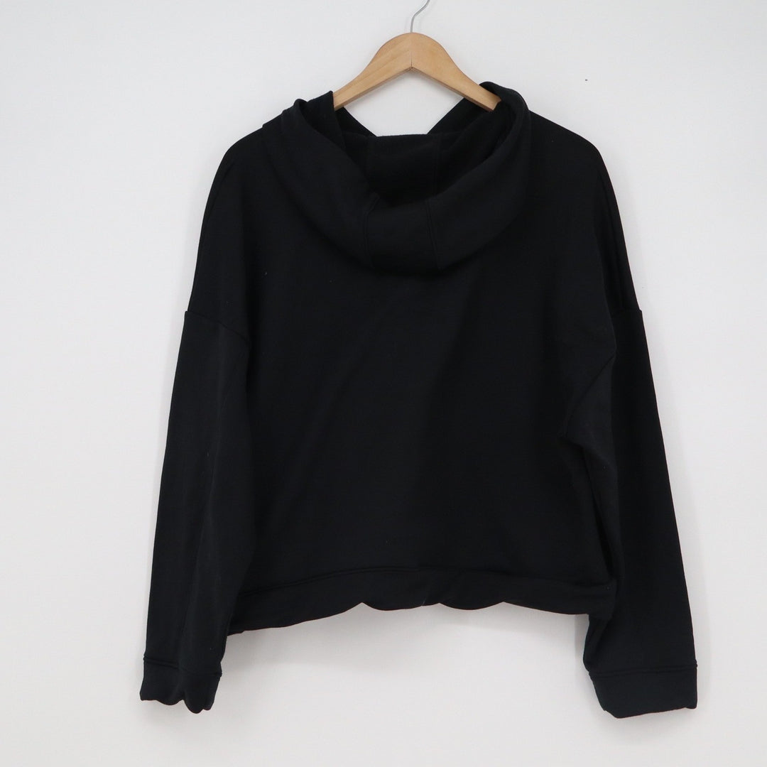 Under Armour Womens XL Black Mesh Logo Cropped Loose Pullover Hoodie