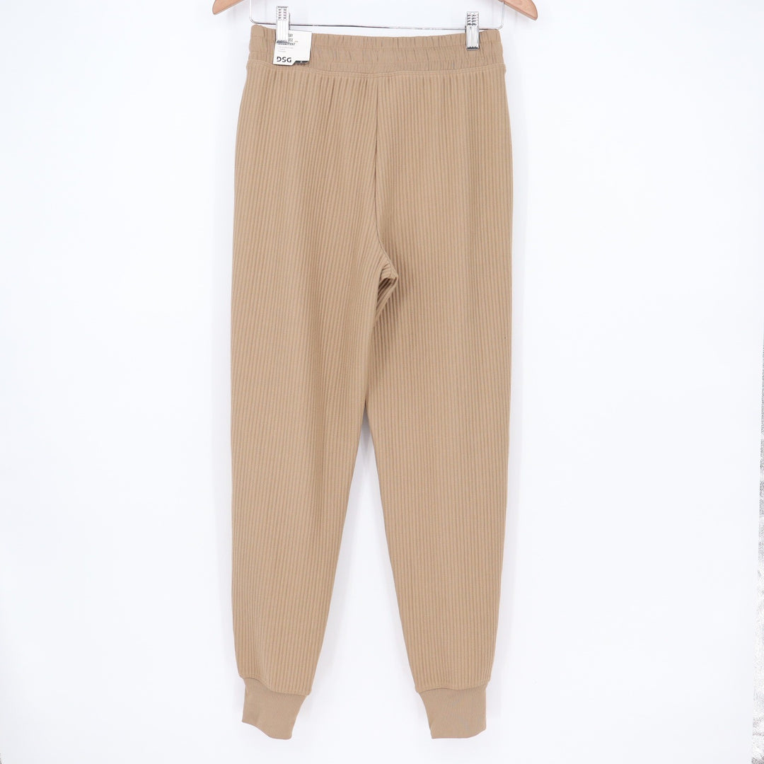 DSG So Soft Ottoman Jogger Womens XS Warm Stone Tan Ribbed Knit Pants NEW