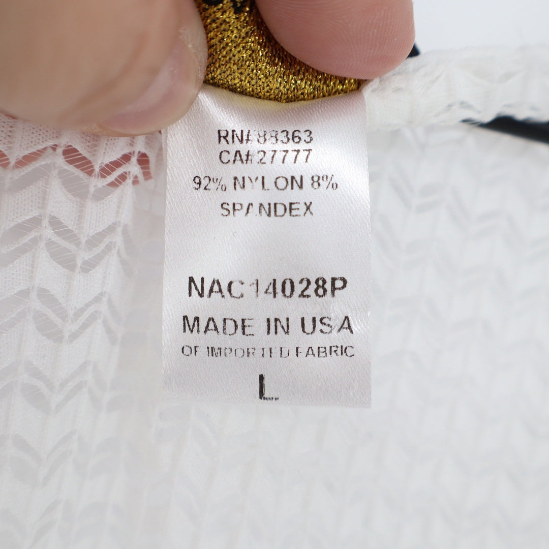 Jordan Taylor White Chevron Knit V-Neck Tunic Cover Up Large