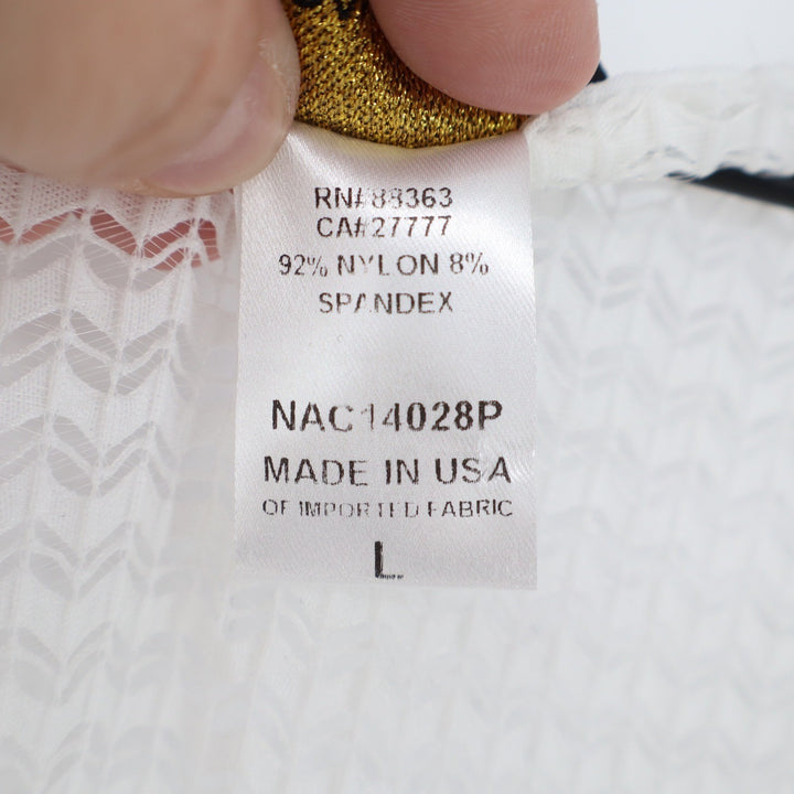 Jordan Taylor White Chevron Knit V-Neck Tunic Cover Up Large