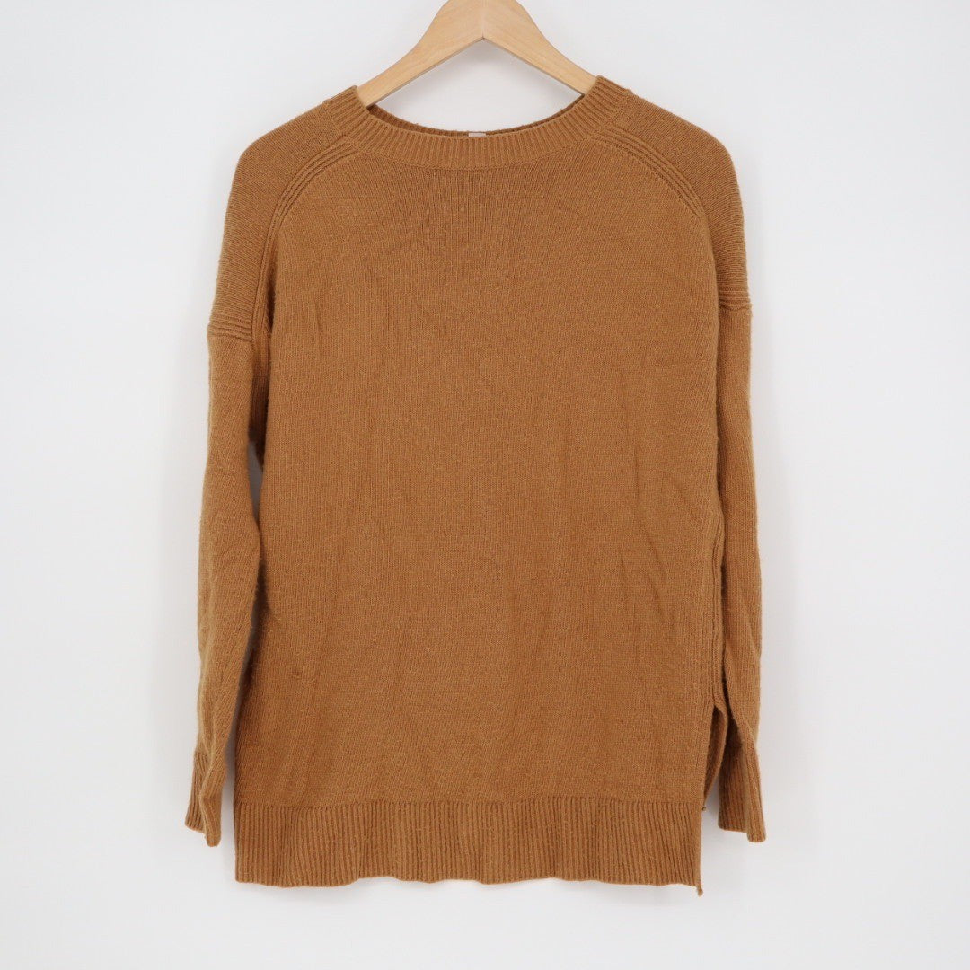 CHELSEA 28 Tan Ribbed Knit Crew Neck Pullover Sweater XS