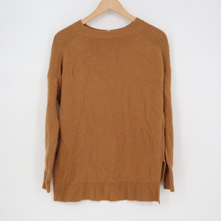 CHELSEA 28 Tan Ribbed Knit Crew Neck Pullover Sweater XS