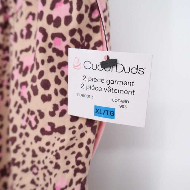 Cuddl Duds Pajama Pants Women XL Pink Stretch Leopard Print Drawstring Sleepwear
