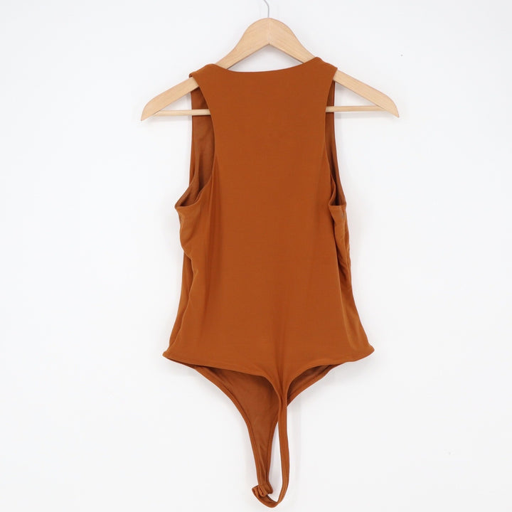 Meraki Bodysuit Womens L Burnt Orange Sleeveless Snap Good