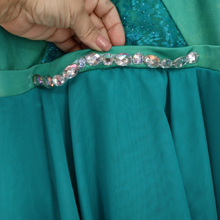 Revolution Dancewear Turquoise Green Lyrical Dance Costume Dress Rhinestone