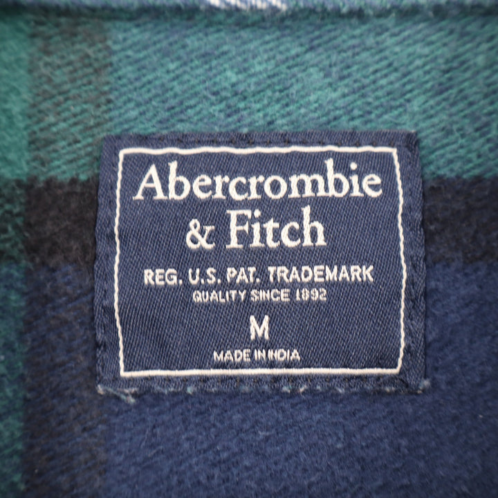 Abercrombie & Fitch Mens Green Blue Plaid Flannel Button Down Shirt Size M