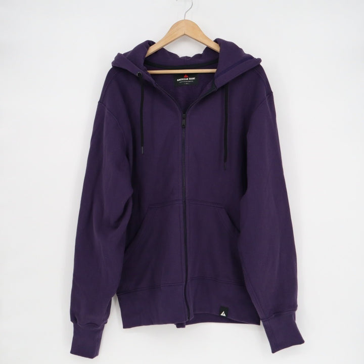 American Giant Hoodie Mens XL Purple Logo Fleece Lined Cotton Classic Full Zip