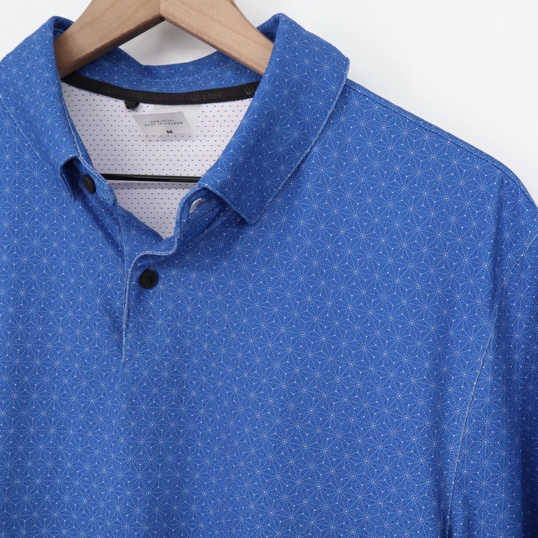 VRST Mens Blue Geometric Print Performance Golf Polo Shirt Size M