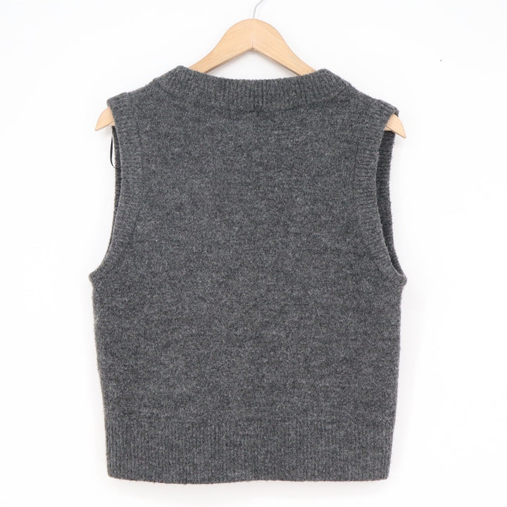 HM Charcoal Gray Wool Blend V-Neck Knit Sweater Vest Womens Size Medium