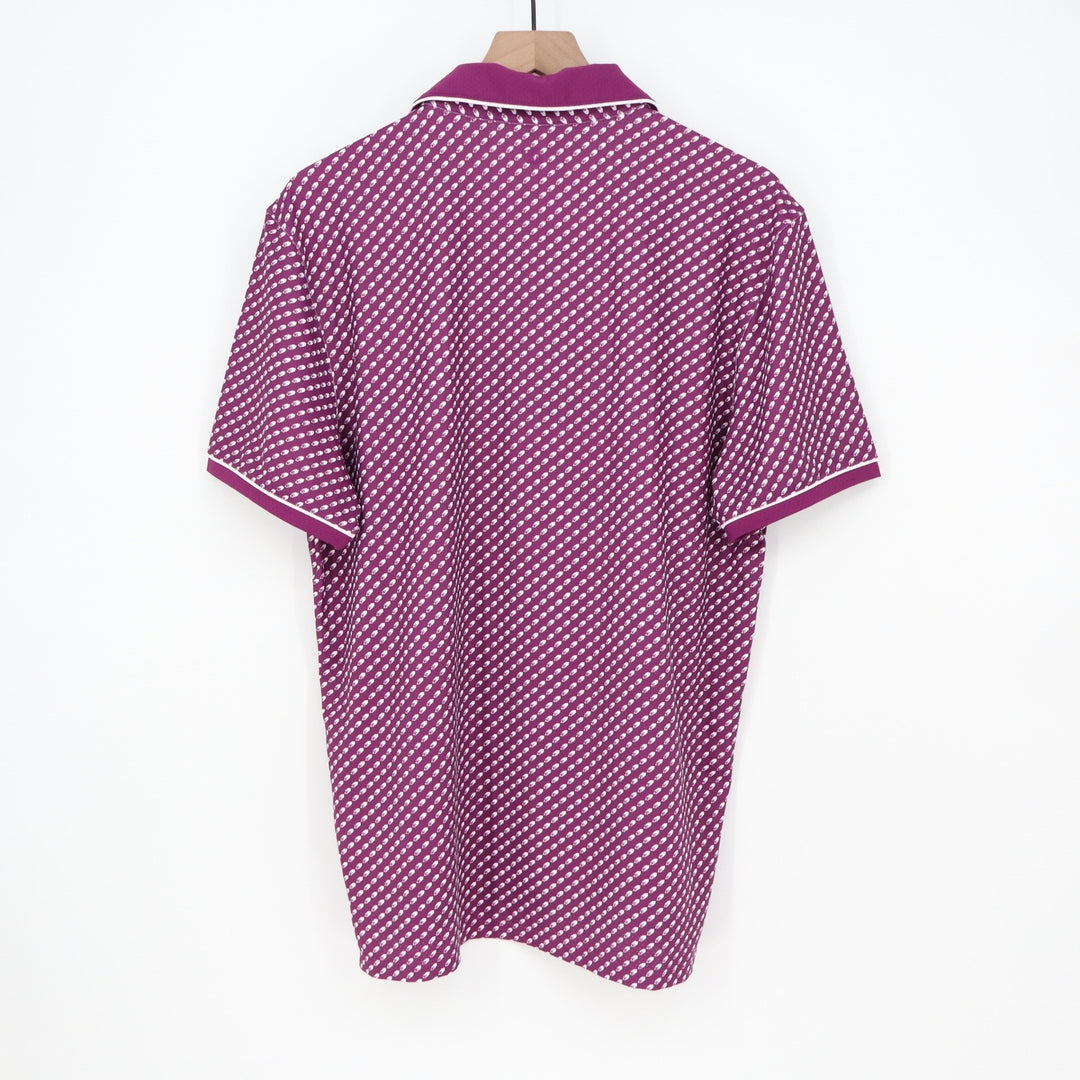 VRST Mens Contrast Printed Polo Roll Repeat Black Cherry Golf Shirt Large