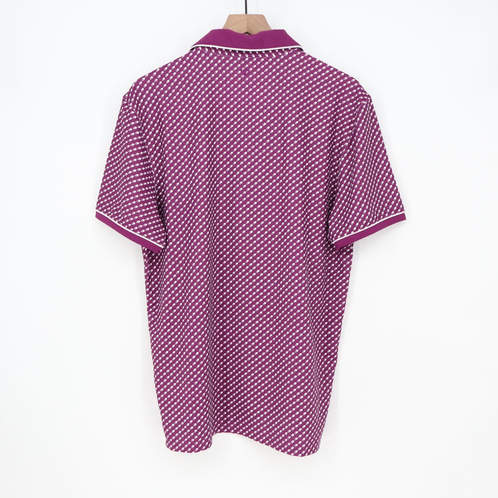 VRST Mens Contrast Printed Polo Roll Repeat Black Cherry Golf Shirt Large