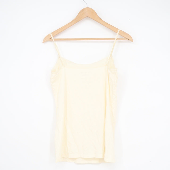 Ann Taylor Womens Small Pale Yellow Cotton Spandex Adjustable Strap Cami Tank