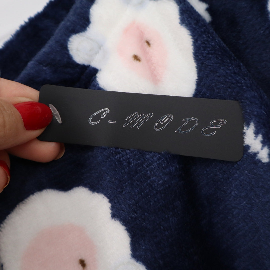 C-Mode Navy Blue Sheep Print Fleece Pajama Pants One Size NEW