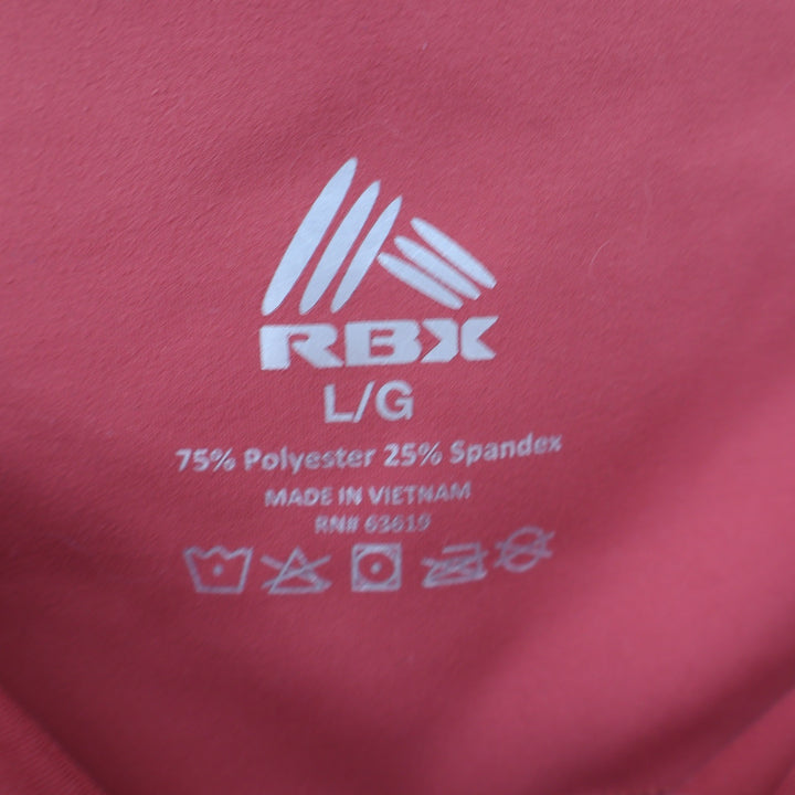 RBX Womens High Waisted Athletic Leggings Coral Pink Side Pockets Size Large