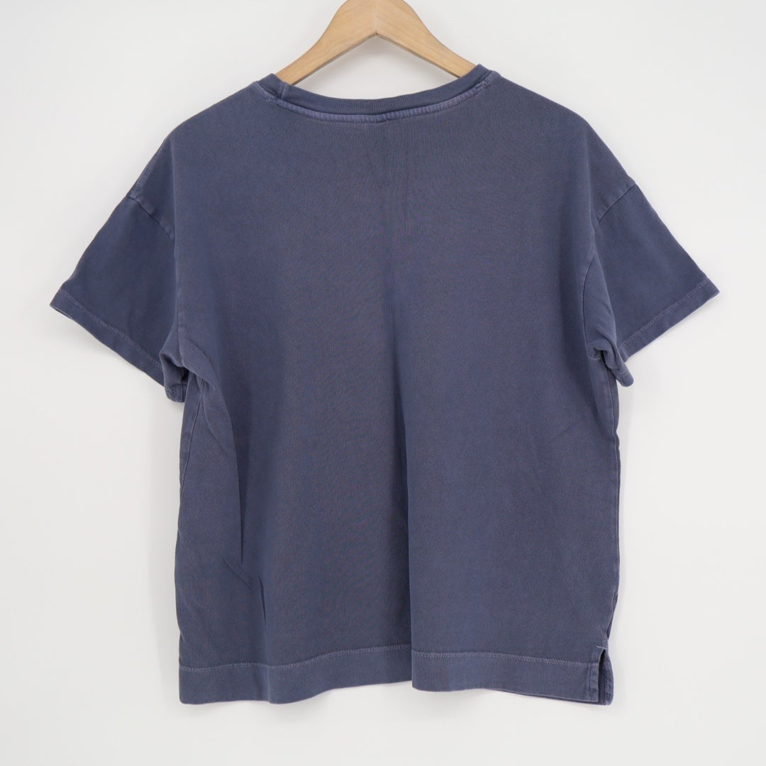 Old Navy T-Shirt Womens Medium Navy Cotton Side Slit Short Sleeve Crew Neck