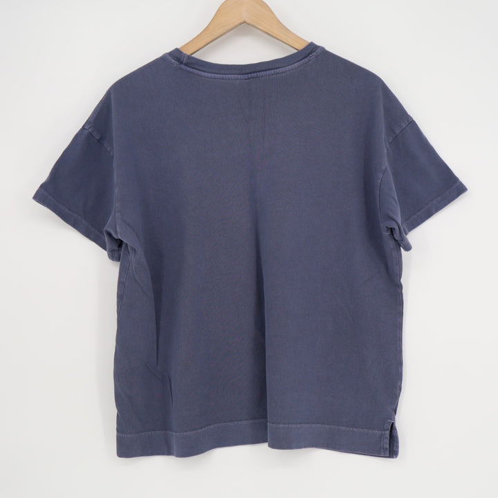 Old Navy T-Shirt Womens Medium Navy Cotton Side Slit Short Sleeve Crew Neck