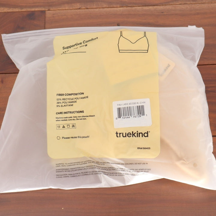 Truekind Supportive Comfort Wireless Shaping Bra XL Chai Stretch Sweetheart Neck