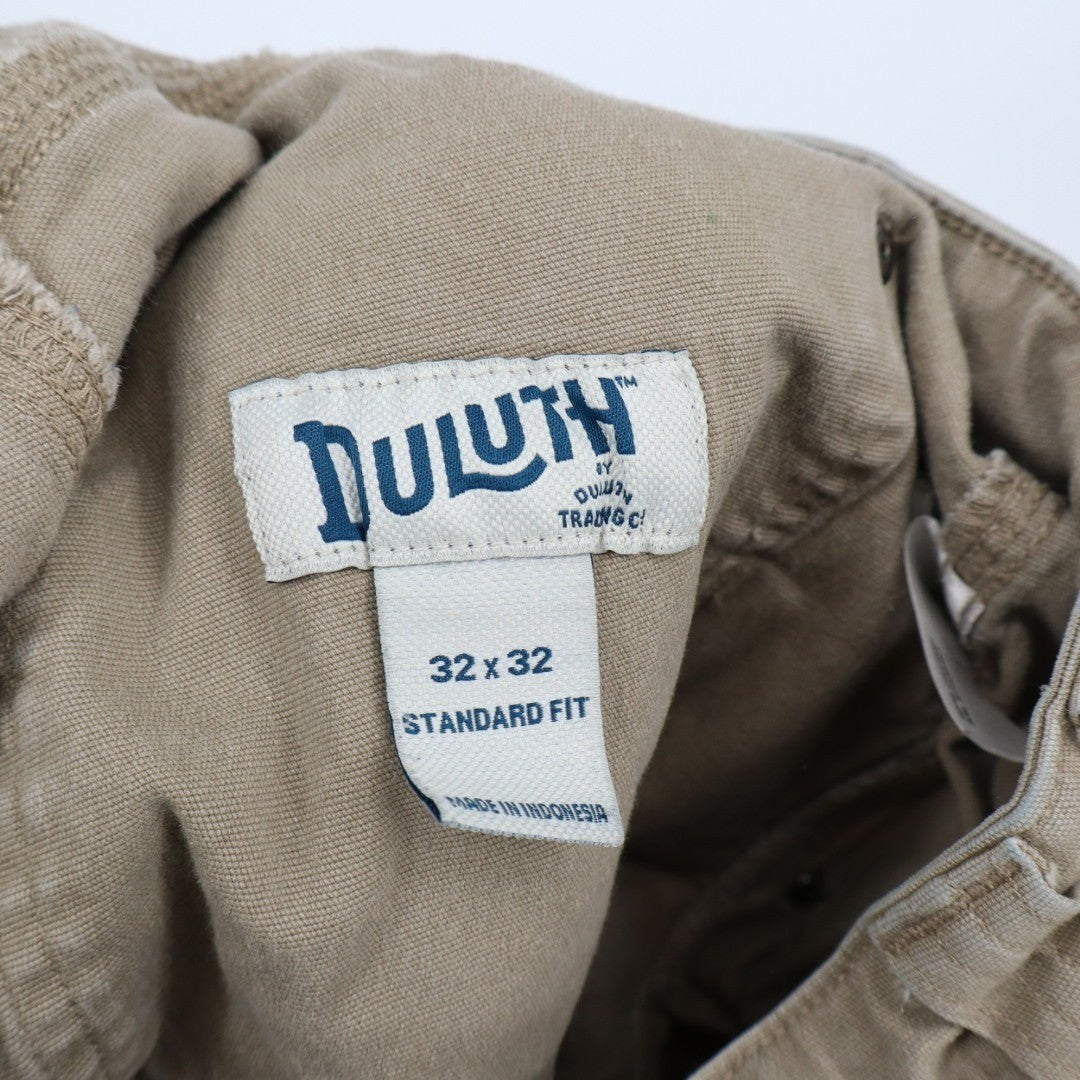 Duluth Trading Carpenter Pants Mens 32X32 Khaki Cotton Stretch Cargo Pockets