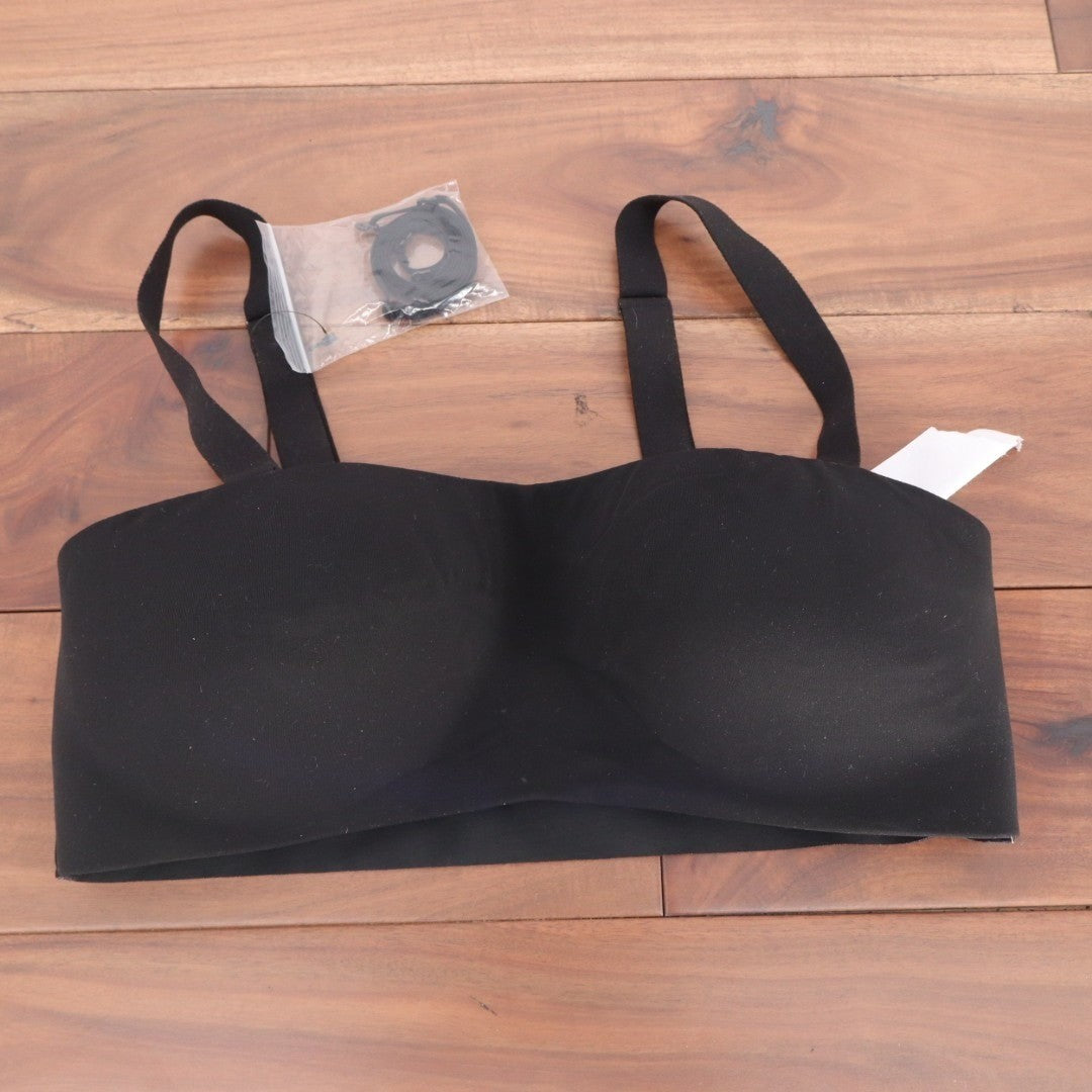 Calvin Klein Adapt Bandeau Bra Womens M Black Stretch Strapless Padded Wireless