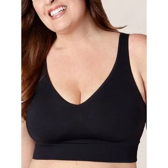 Curveez Full Coverage 7 Wonders Bra Large Black Wide Straps Wireless Seamless