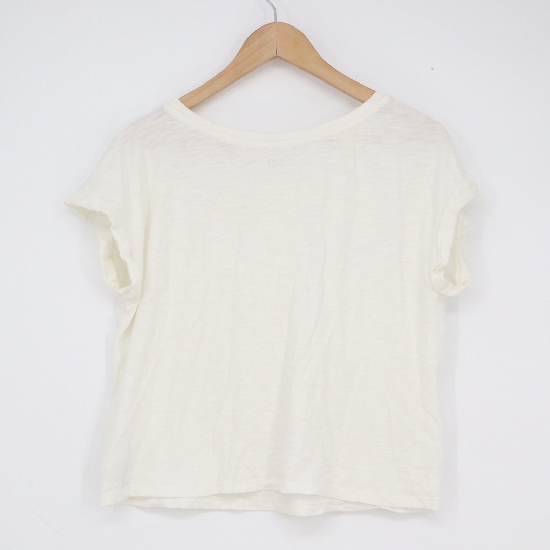 Gap Easy Tee Womens Small Cream Off White Cotton Slub Short Sleeve Boxy T-Shirt