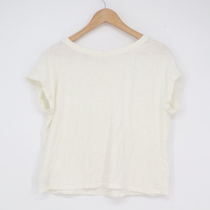 Gap Easy Tee Womens Small Cream Off White Cotton Slub Short Sleeve Boxy T-Shirt