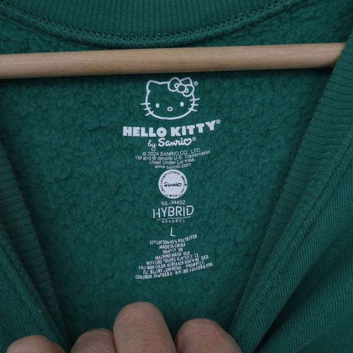 Hello Kitty Sanrio Athletic Dept Green Cropped Sweatshirt Large Hybrid Apparel
