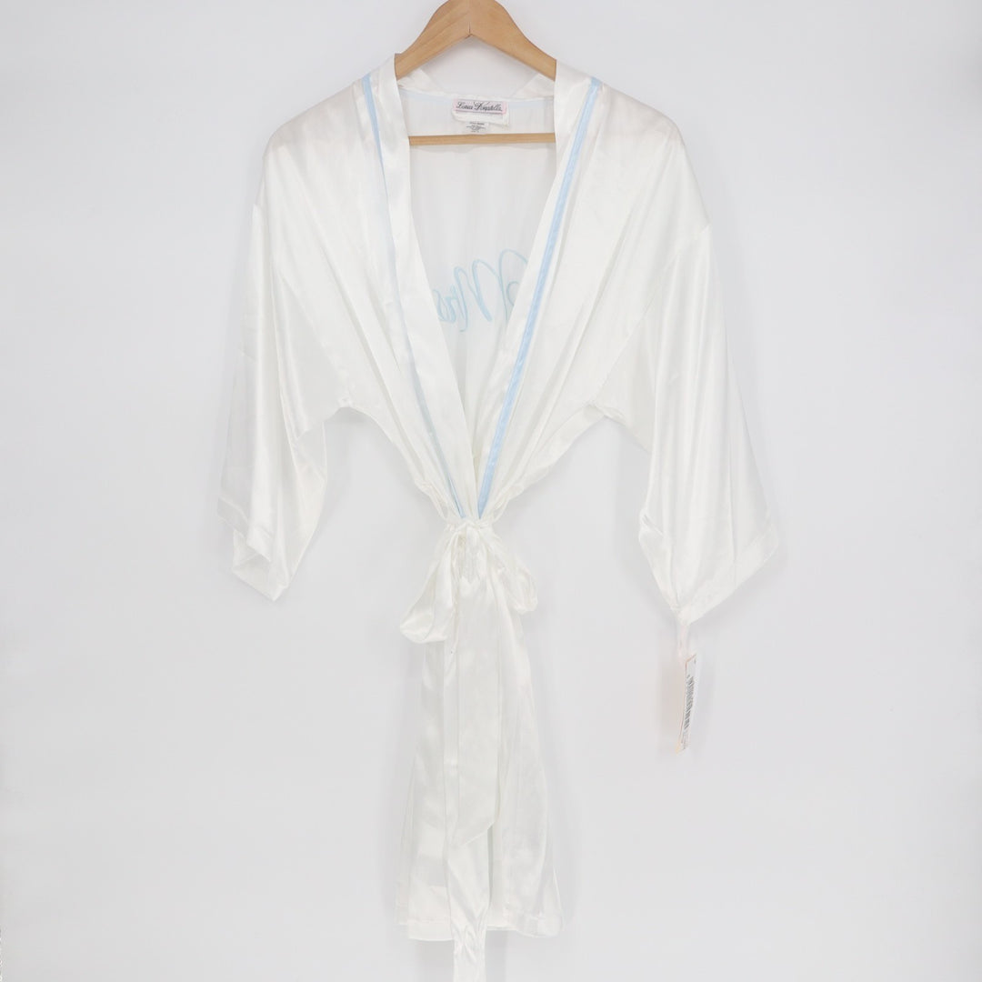 Linea Donatella The Mrs. Wrap Robe Womens Medium White Stretch 3/4 Dolman Sleeve