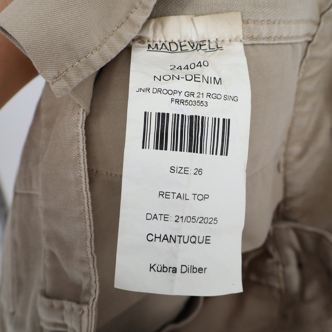 Madewell Coastal Dune Pleated Tailored Wide Leg Cargo Pants Size 26