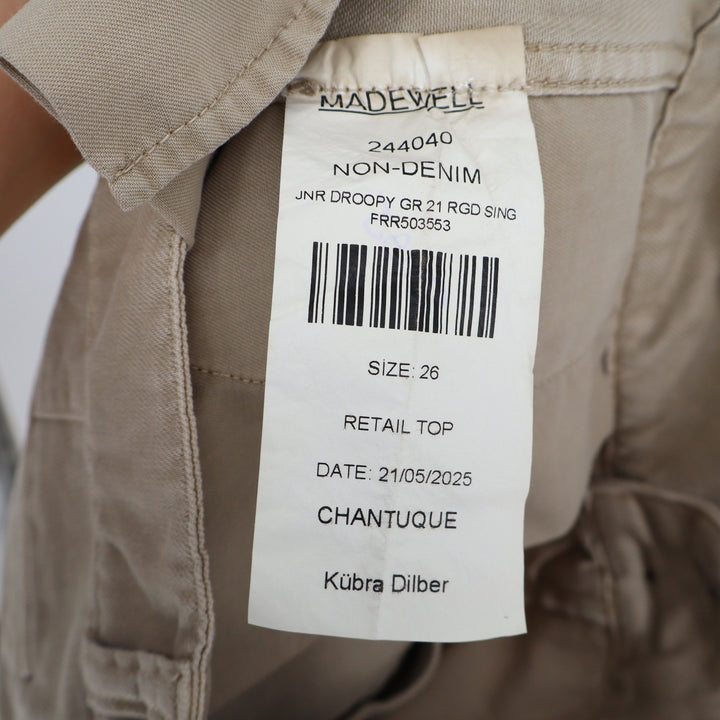 Madewell Coastal Dune Pleated Tailored Wide Leg Cargo Pants Size 26