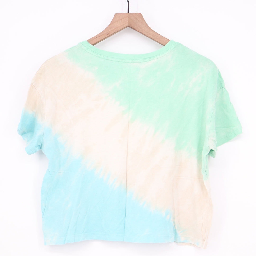Old Navy Womens Tie Dye Crop Tee Green Blue Cream Short Sleeve Size M