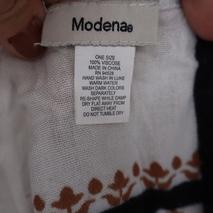 Modena Womens One Size Medallion Print Viscose Kimono Wrap White Rust Black